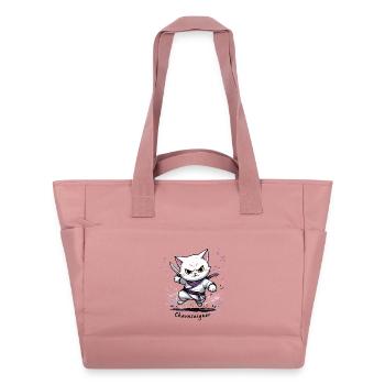 Chat maître de combat, ça va saigner ! humour - Sac matelassé déperlant - rose poudré - Devant