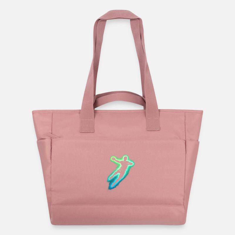 Silhouette de saut néon de handball - Sac matelassé déperlant - rose poudré