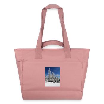 Magie de la neige de la forêt d’hiver - Sac matelassé déperlant - rose poudré - Devant