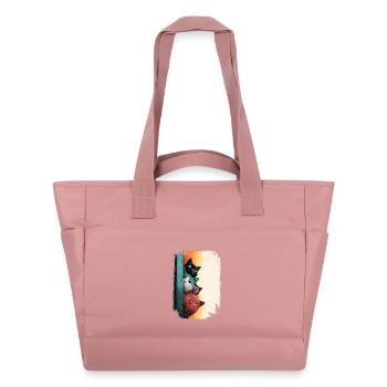 Chats curieux et colorés - Sac matelassé déperlant - rose poudré - Devant