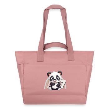 7e anniversaire Panda Bear Arc-en-ciel Doux Mignon - Sac matelassé déperlant - rose poudré - Devant