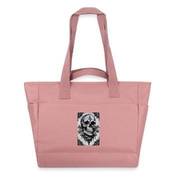 Vintage Gothic Totenkopf Fotokopiereffekt T-Shirt - Wasserabweisende Padded Bag - Altrosa - Vorne