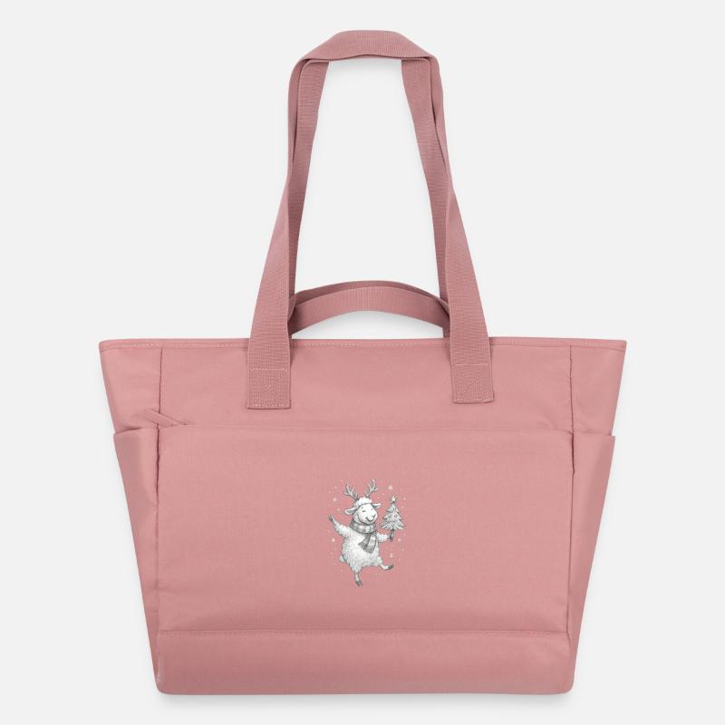 Moutons rennes Winter Joy - Sac matelassé déperlant - rose poudré