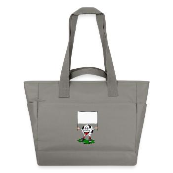 Cartoon Fußballer mit Banner - Wasserabweisende Padded Bag - Grau - Vorne