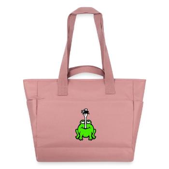 Frosch fängt Fliege Zunge Mücke essen hunger Kröte - Wasserabweisende Padded Bag - Altrosa - Vorne