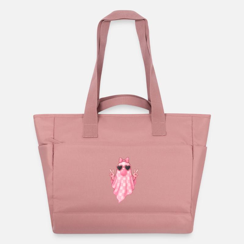 Cute Pink Ghost Halloween Design - Water-Repellent Padded Bag - canyon pink
