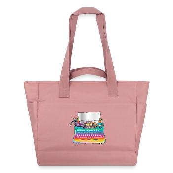 kunterbunte antike Schreibmaschine für Retro Fans - Wasserabweisende Padded Bag - Altrosa - Vorne