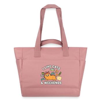 Ich mag Katzen und Wochenenden Chill Out Katze - Wasserabweisende Padded Bag - Altrosa - Vorne