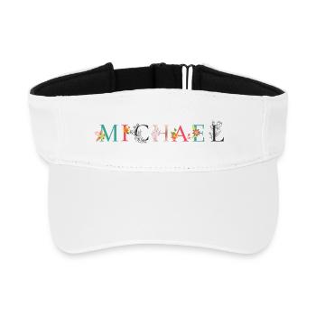 MICHAEL Namenskunst mit Blumen bestickt - Recyceltes Visor Cap - Weiß - Vorne