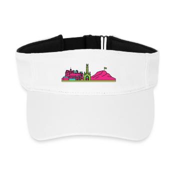 Edinburgh City Skyline Castle Moderne Linienkunst - Recyceltes Visor Cap - Weiß - Vorne