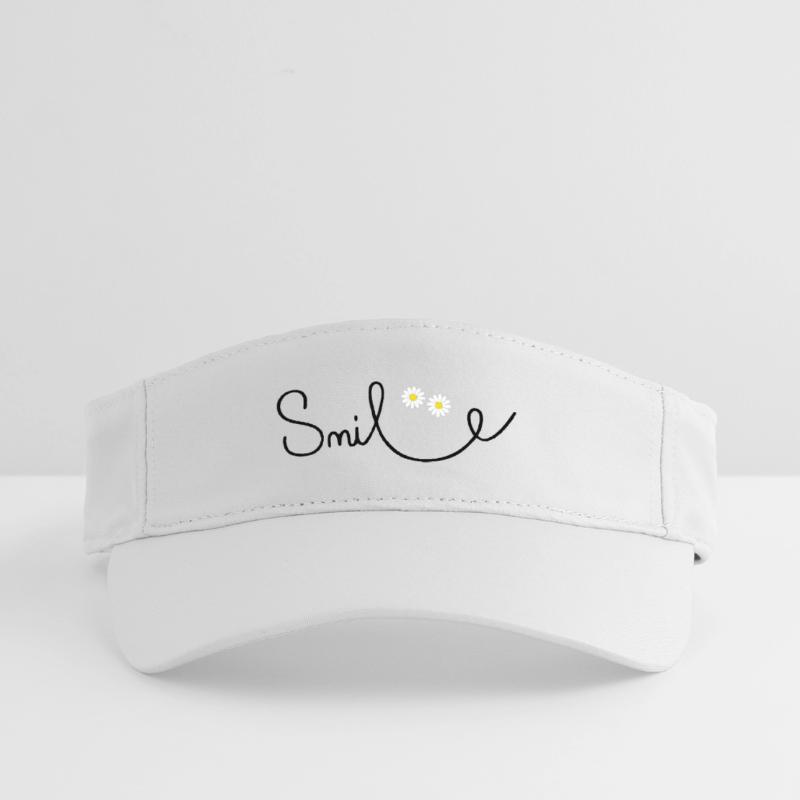 Flowery smile in cursive script Recycled Sun Visor Cap