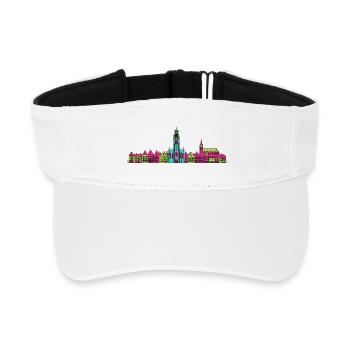 Genter Stadtsilhouette Drei Türme Moderne Kunst - Recyceltes Visor Cap - Weiß - Vorne