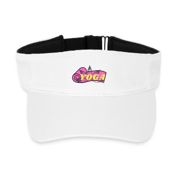 Yoga Lotus: Yellow Font on Pink - Recycled Sun Visor Cap - white - Front