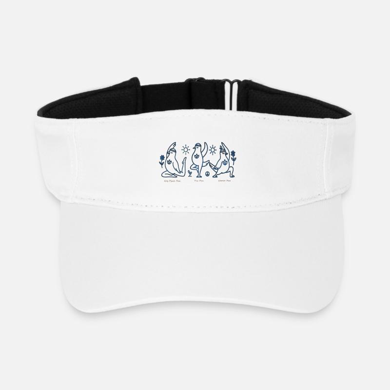 Three Penguins in Yoga Boho Peace - Recycled Sun Visor Cap - white