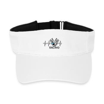 racing helmet pulse motorcycle heartbeat icon icon - Recycled Sun Visor Cap - white - Front