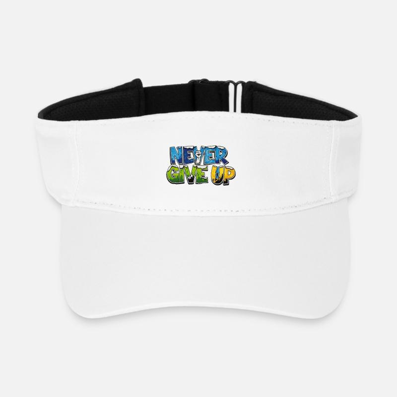Graffiti Motivationsstil NIEMALS AUFGEBEN - Recyceltes Visor Cap - Weiß