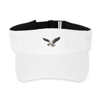 Funny Seagull Steals Fish Rolls Beach - Recycled Sun Visor Cap - white - Front