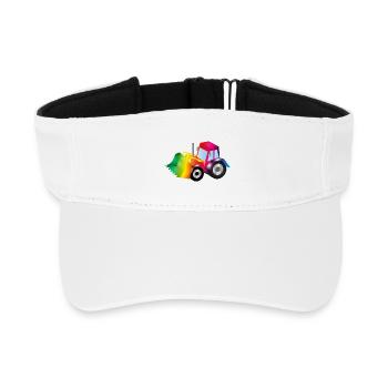 Excavatrice arc-en-ciel pleine de couleurs - Visière de sport recyclée - blanc - Devant