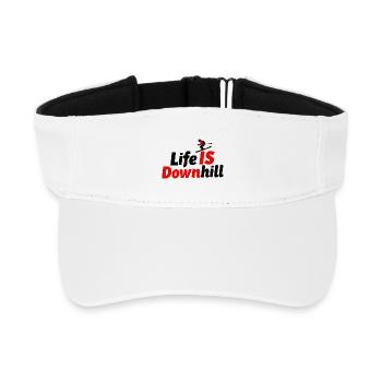 Life is Downhill Skiing Winter Sports Mountains - Recycled Sun Visor Cap - white - Front