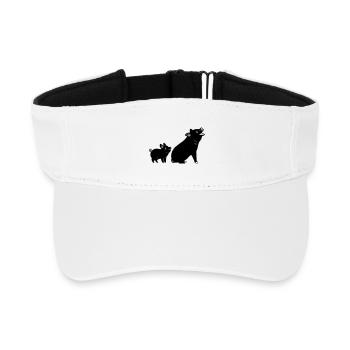Mother pig with piglet shadow image - Recycled Sun Visor Cap - white - Front