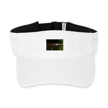 Beaver Swimming Toward Camera in Shallow Water - Recycled Sun Visor Cap - white - Front