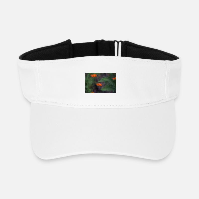 Orange Bloom on Arching Stem - Recycled Sun Visor Cap - white