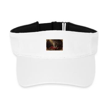 Royal Cat Pose in Baroque Frame - Recycled Sun Visor Cap - white - Front