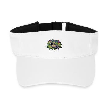 Entspannter Waschbär im Farbwald - Recyceltes Visor Cap - Weiß - Vorne