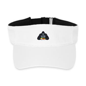 Cooler Gorilla mit Gemüseplatte Affe Motiv - Recyceltes Visor Cap - Weiß - Vorne