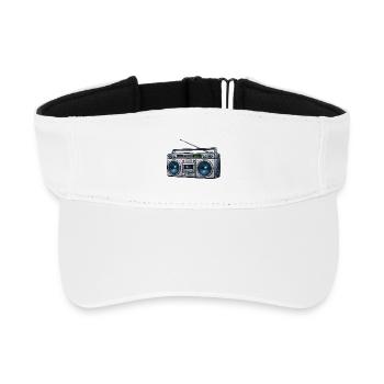 Retro Boombox Ghetto Blaster - Recycled Sun Visor Cap - white - Front