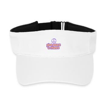 Peace Now Bubble Font "Give Peace A Chance" - Recycled Sun Visor Cap - white - Front