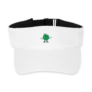 Grünes Apfel-Maskottchen in Turnschuhen - Recyceltes Visor Cap - Weiß - Vorne