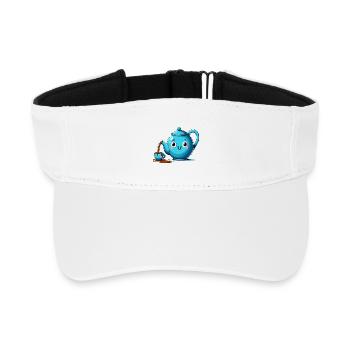 Kawaii Teekanne Lächelnde Teestunde - Recyceltes Visor Cap - Weiß - Vorne