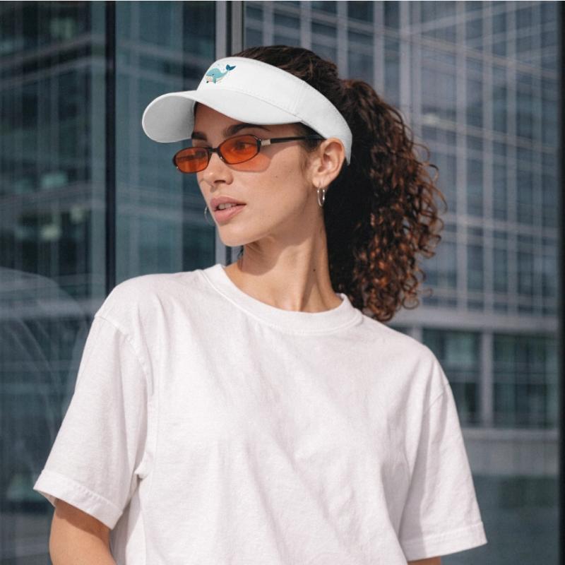 Blue Whale with Bubbles Recycled Sun Visor Cap