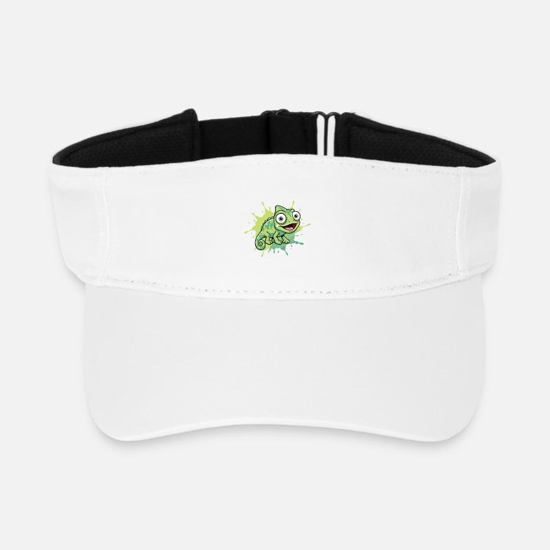 Fröhlicher Chamäleon Spritzer - Recyceltes Visor Cap - Weiß