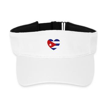 Heart Cuba Flag - Recycled Sun Visor Cap - white - Front