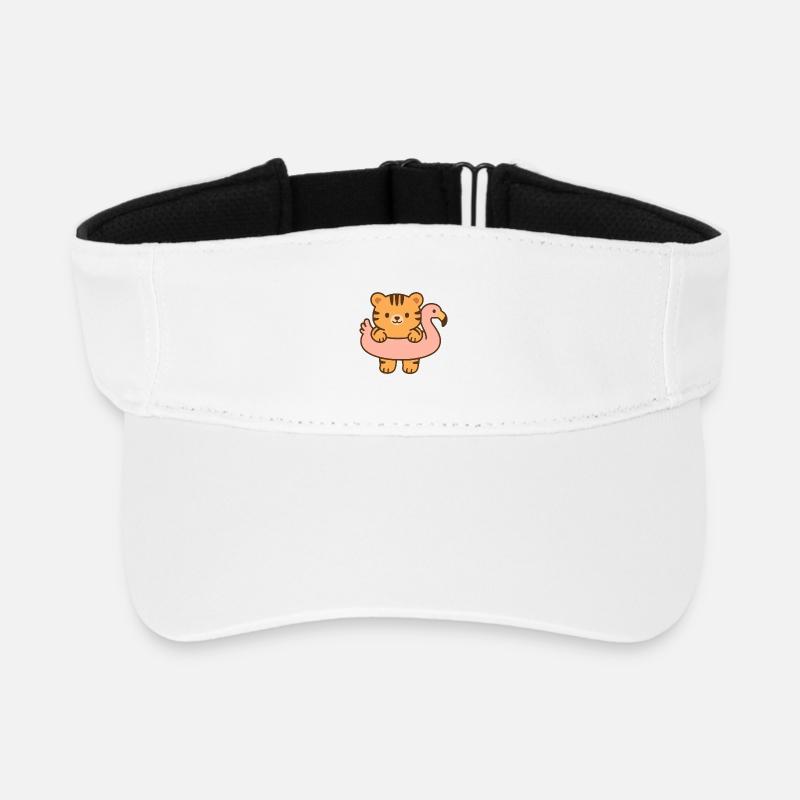 Little Tiger on Pink Float - Recycled Sun Visor Cap - white