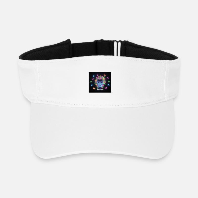 Neonblossom Totenkopf Design - Recyceltes Visor Cap - Weiß