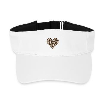 Leopard Heart Print - Recycled Sun Visor Cap - white - Front