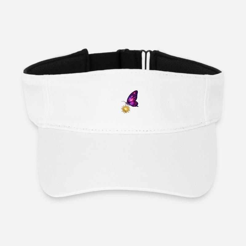 Soleil doré et papillon de l’espace. - Visière de sport recyclée - blanc