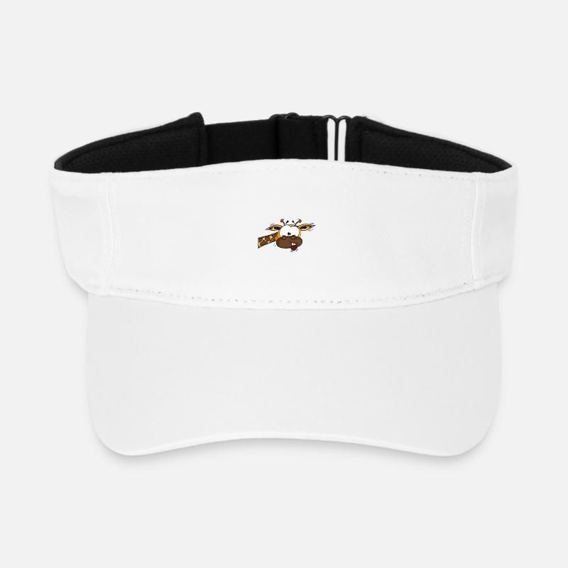 Funny confused giraffe with glowing eyes - Recycled Sun Visor Cap - white