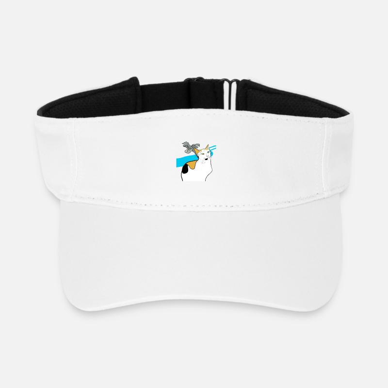 chat assis - Visière de sport recyclée - blanc