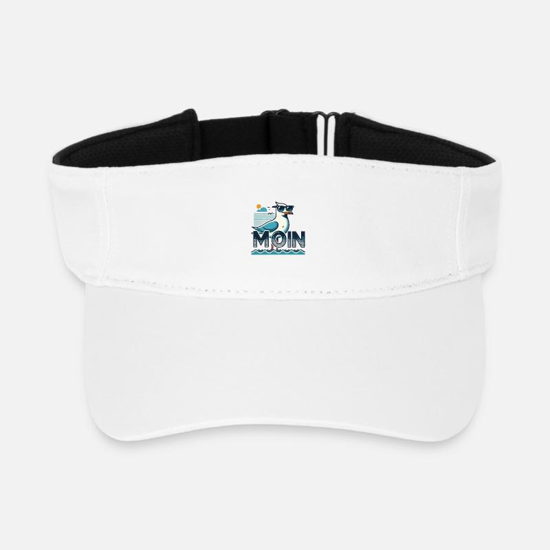 Moin - North German, Low German with a cool seagull - Recycled Sun Visor Cap - white