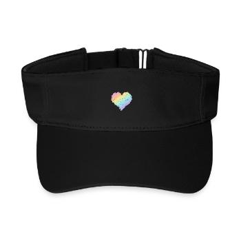Regenbogen Herz Pastellfarben Pride Monat LGBTQ+ - Recyceltes Visor Cap - Schwarz - Vorne