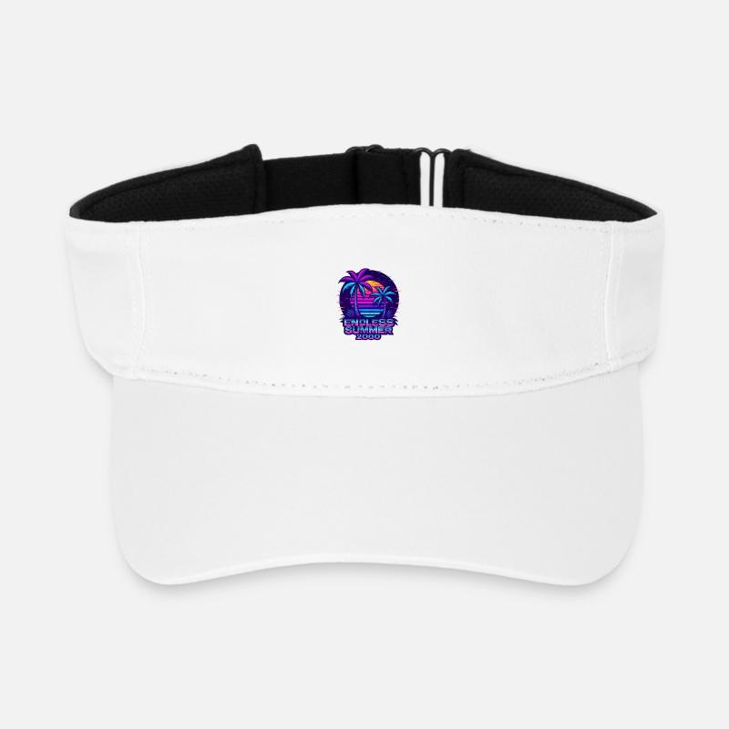 Neon Sonnenuntergang Palmen Design - Recyceltes Visor Cap - Weiß