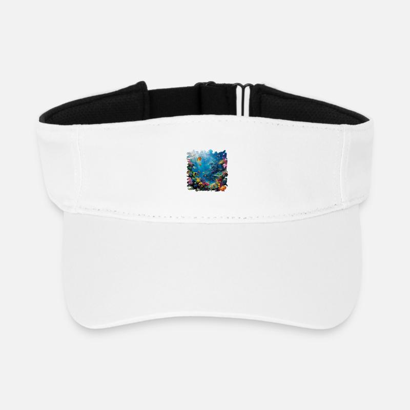 Bunte Meereswelt Unterwasserlandschaft - Recyceltes Visor Cap - Weiß