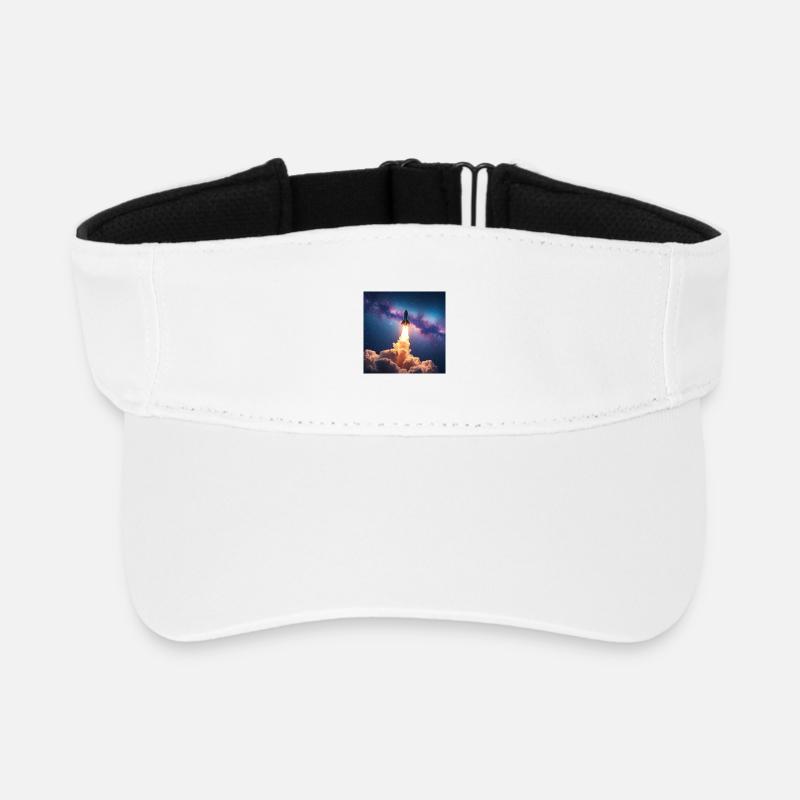 Rocket jump through nebula galaxy - Recycled Sun Visor Cap - white