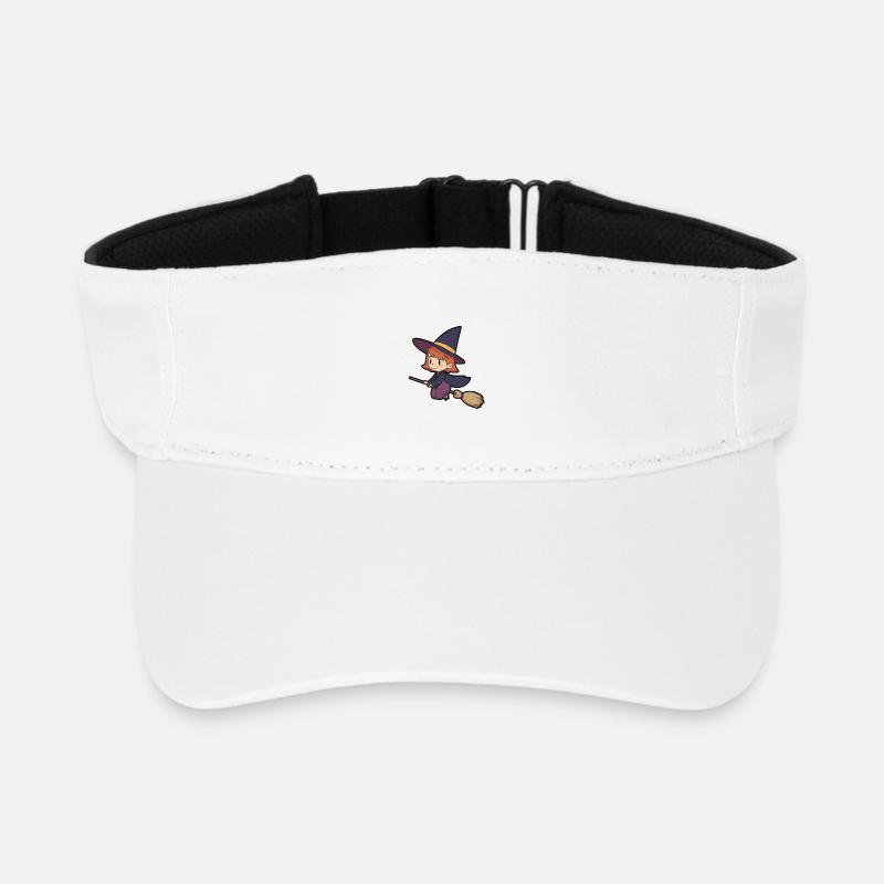 witch and her broom for the Halloween party - Recycled Sun Visor Cap - white