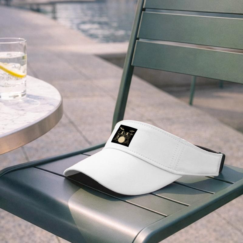 Black Silver Drumset Illustration Recycled Sun Visor Cap