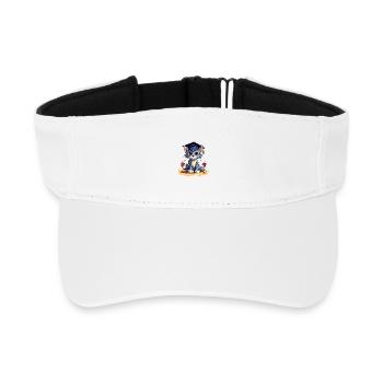Abschluss Katze mit Graduationskappe - Recyceltes Visor Cap - Weiß - Vorne